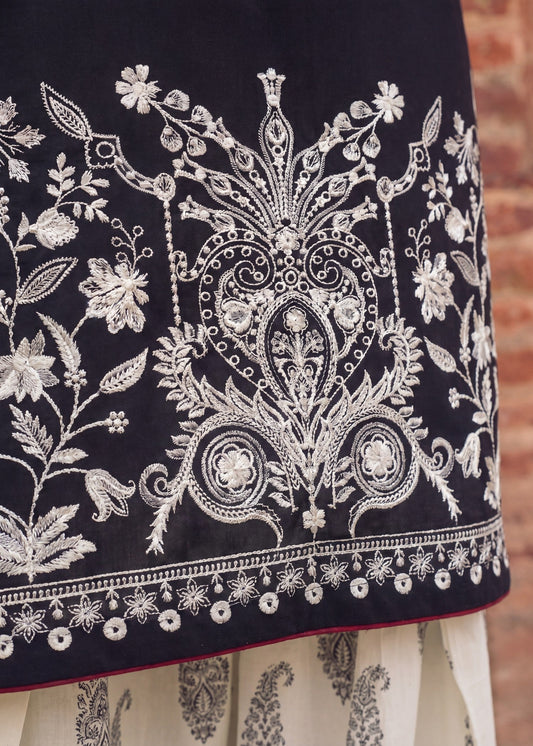 Embroidered Black Lawn Pakistani Suit Online in Dubai DXB UAE Abudhabi Meena Bazaar