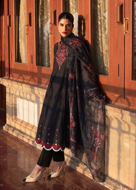 Embroidered Black Lawn Pishwas Suit Online in Sri Lanka India Australia