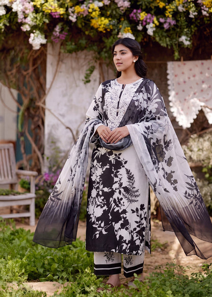 Embroidered Black Lawn Salwar Kameez Online in Dubai DXB UAE Abudhabi Meena Bazaar