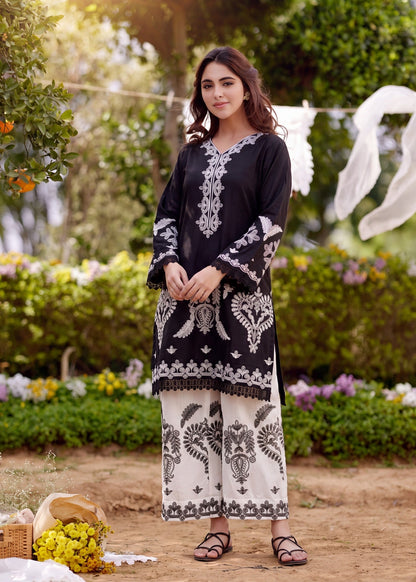 Embroidered Black Lawn Salwar Suit Online in Dubai DXB UAE Abudhabi Meena Bazaar