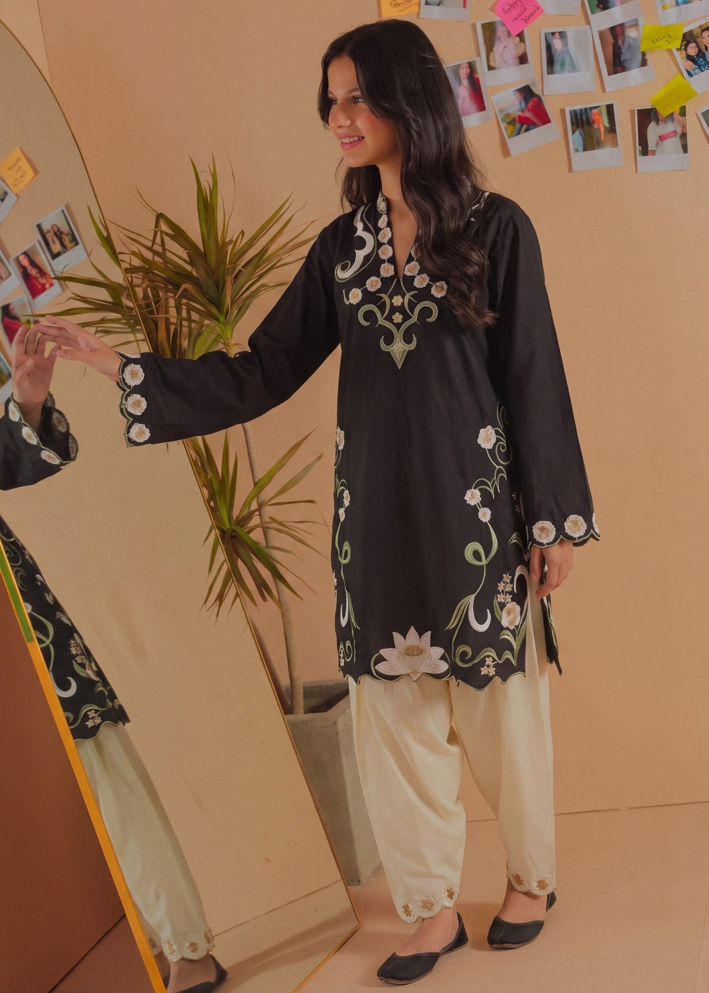Embroidered Black Lawn Salwar Suit Online in Dubai DXB UAE Abudhabi Meena Bazaar