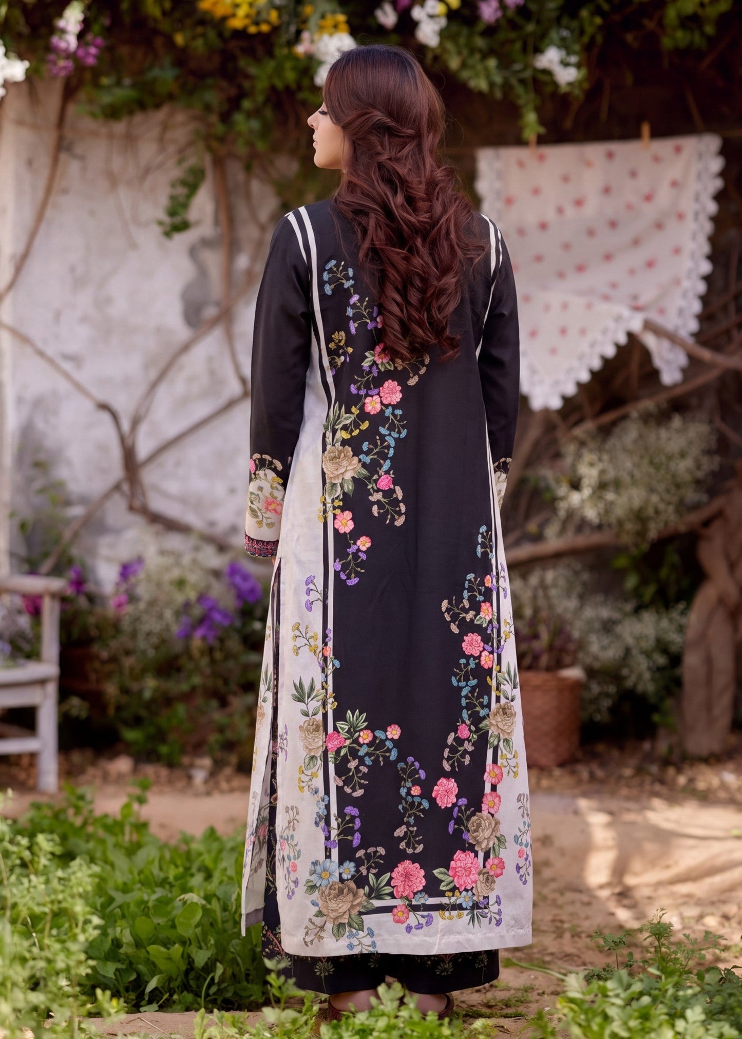 Embroidered Black Lawn Shalwar Kameez Online in KSA Riyadh Saudi Arabia Oman Bahrain Qatar