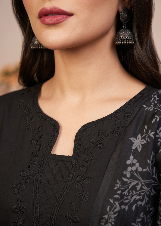 Embroidered Black Lawn Straight Kurta Suit Online in Dubai DXB UAE Abudhabi Meena Bazaar