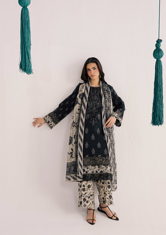 Embroidered Black Lawn Straight Trouser Suit Online in Dubai DXB UAE Abudhabi Meena Bazaar