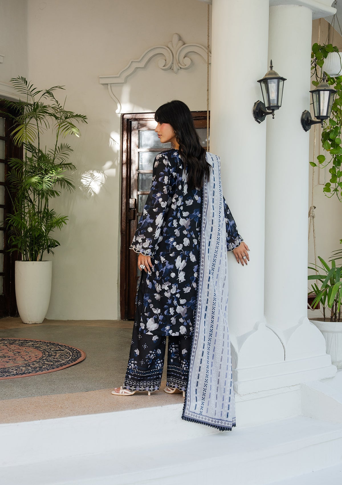 Embroidered Black Lawn Suit Online in Dubai DXB UAE Abudhabi Meena Bazaar