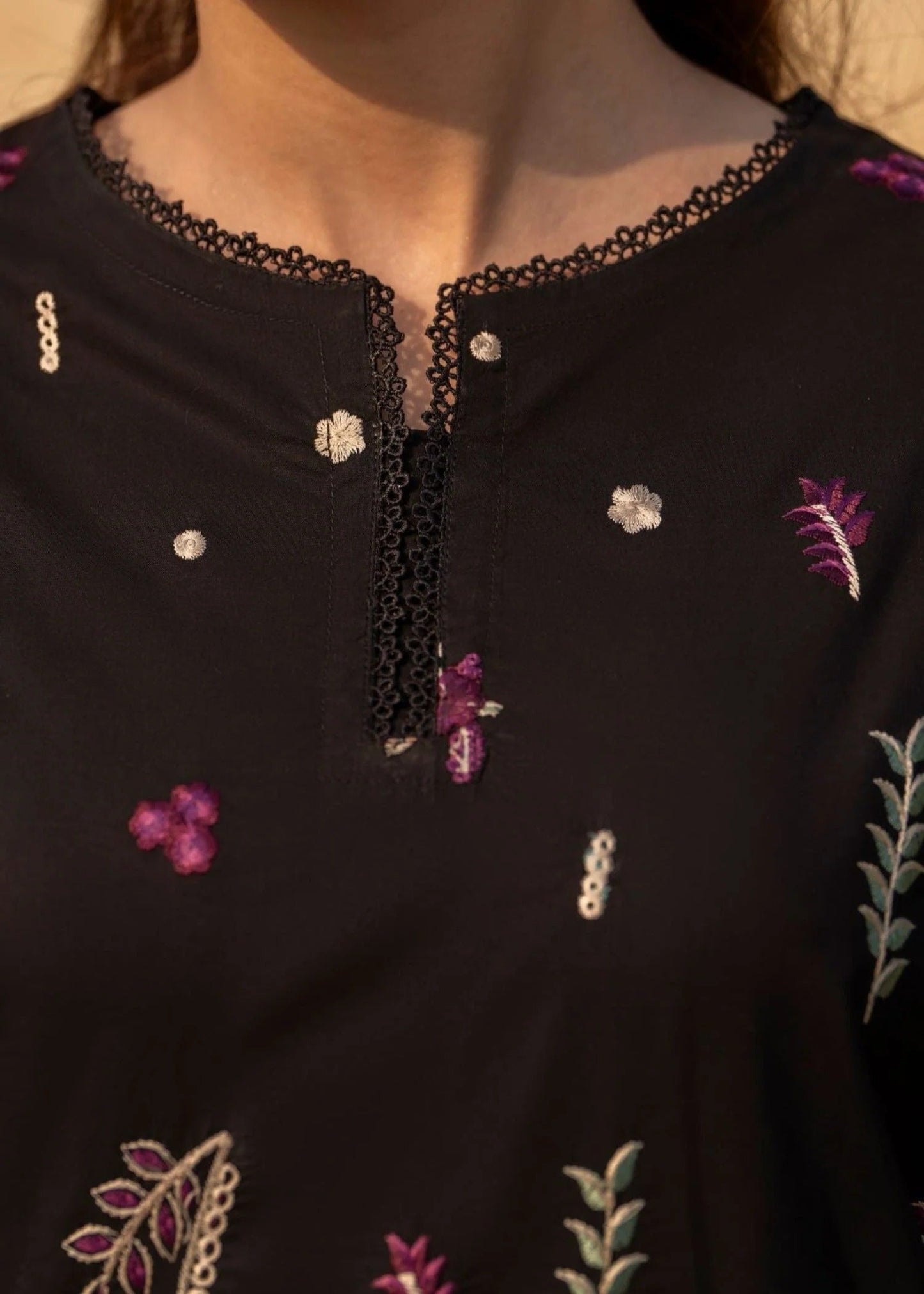 Embroidered Black Linen Salwar Kameez Online in KSA Riyadh Saudi Arabia Oman Bahrain Qatar