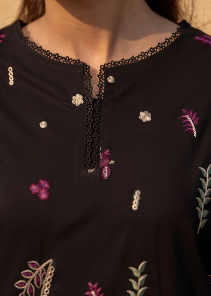 Embroidered Black Linen Salwar Kameez Online in KSA Riyadh Saudi Arabia Oman Bahrain Qatar