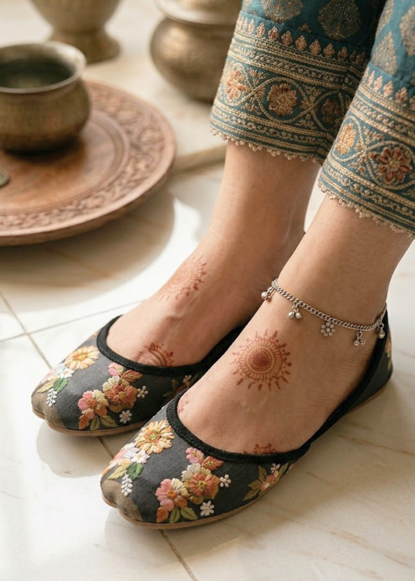 Embroidered Black Mojari Wedding Shoes Online in UK USA Canada