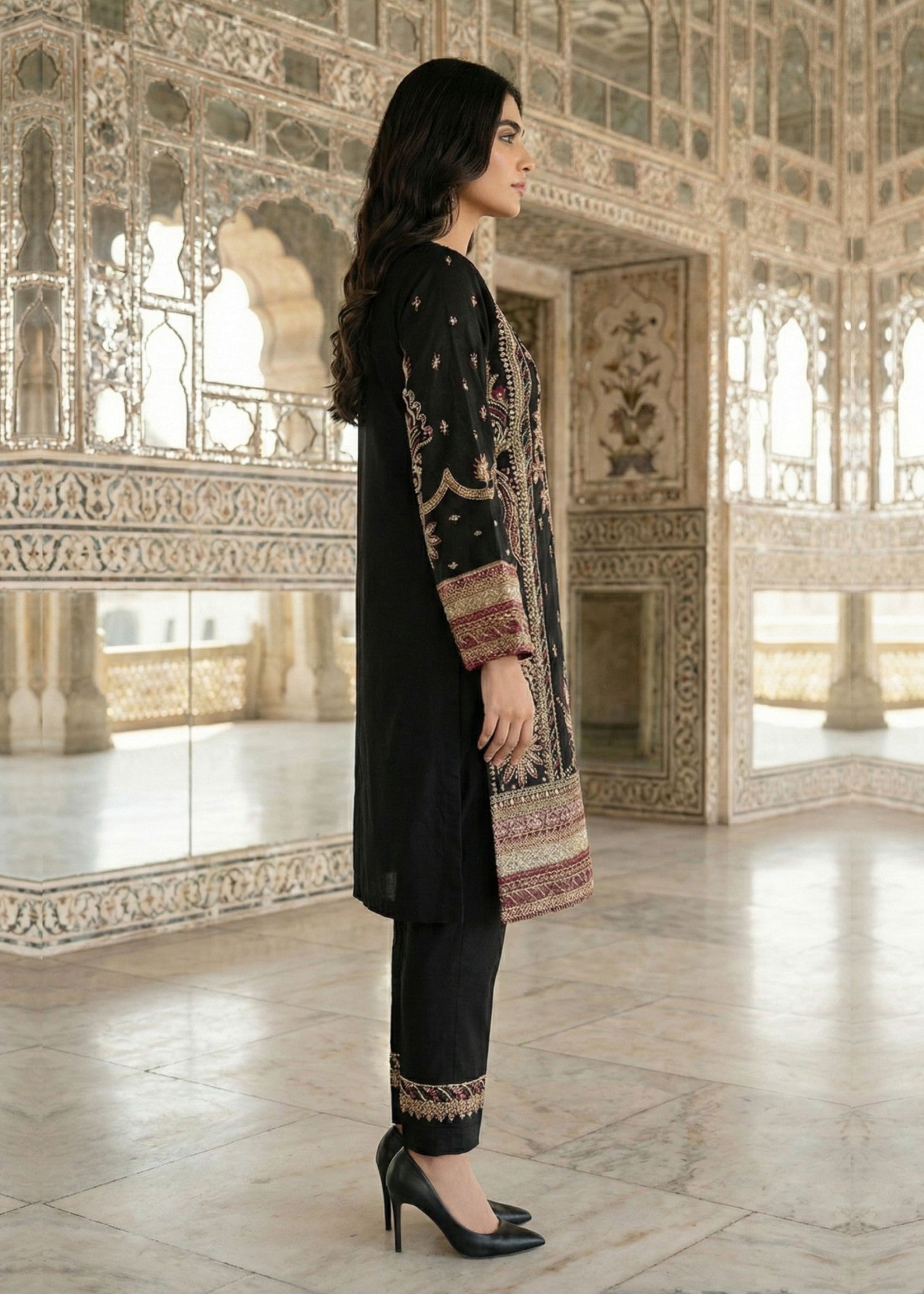 Embroidered Black Organza Festive Wear Suit Online in Sri Lanka India Australia