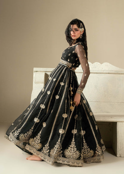 Embroidered Black Organza Lehenga for Wedding Guest Online in Dubai DXB UAE Abudhabi Meena Bazaar