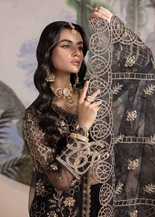 Embroidered Black Organza Pakistani Suit Online in Dubai DXB UAE Abudhabi Meena Bazaar