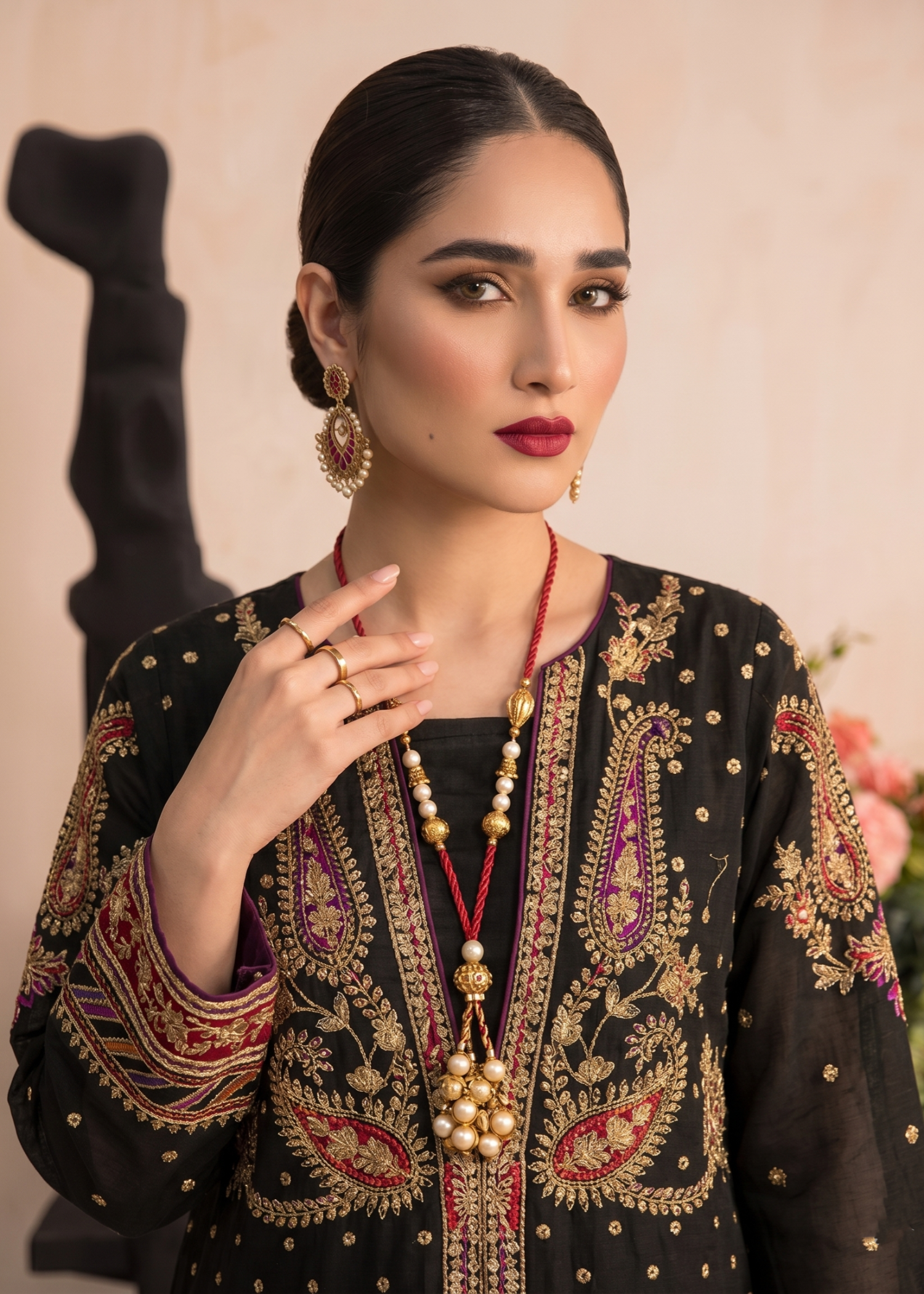 Embroidered Black Organza Partywear Suit Online in Dubai DXB UAE Abudhabi Meena Bazaar