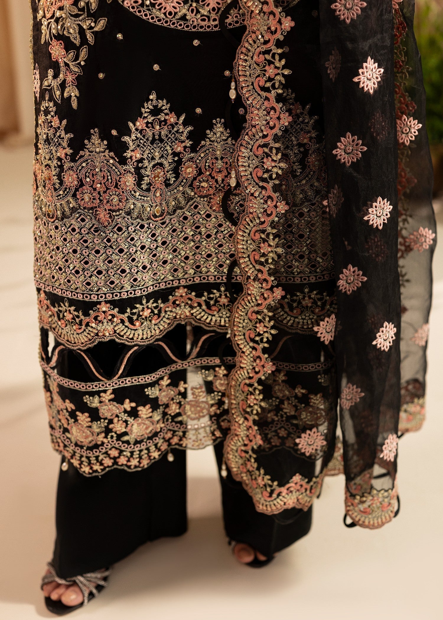 Embroidered Black Organza Salwar Suit Online in Dubai UAE Abudhabi Ajman Sharjah