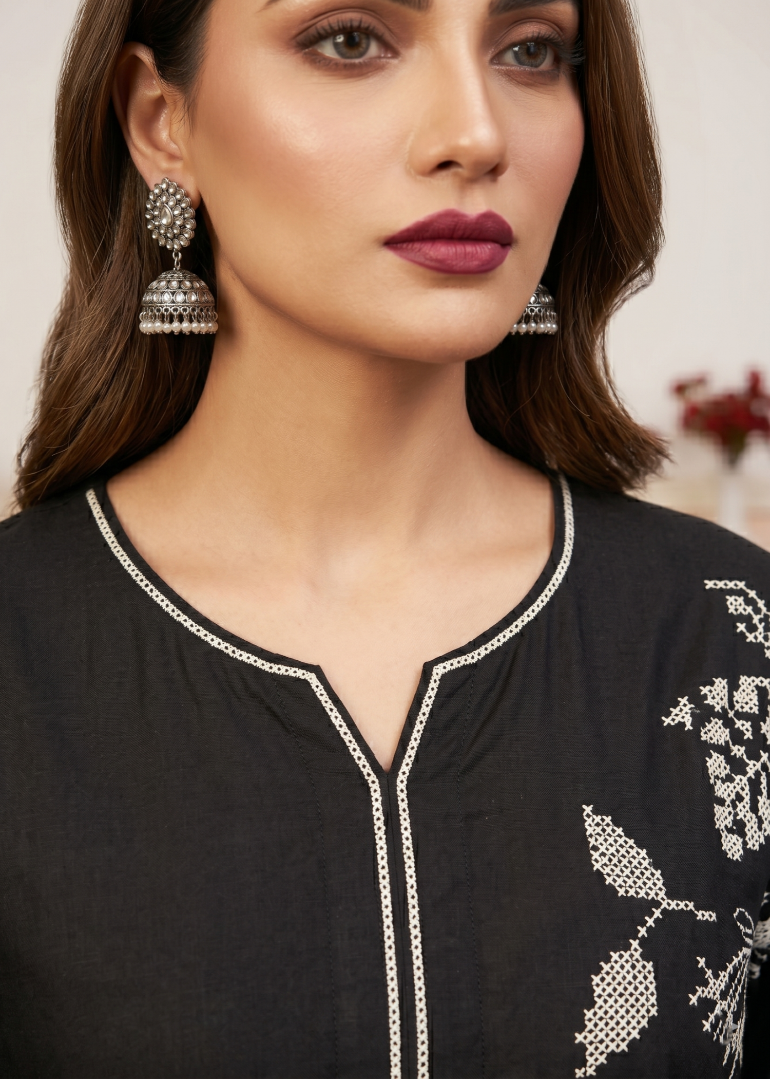 Embroidered Black Pakistani Suit Online in Dubai DXB UAE Abudhabi Meena Bazaar