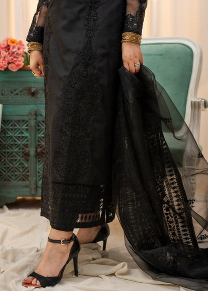 Embroidered Black Raw Silk Salwar Kameez Online in Dubai DXB UAE Abudhabi Meena Bazaar