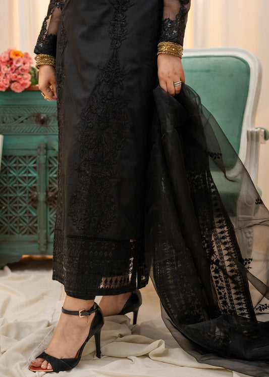 Embroidered Black Raw Silk Salwar Kameez Online in Dubai DXB UAE Abudhabi Meena Bazaar