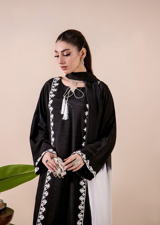 Embroidered Black Silk Pakistani Suit Online in Sri Lanka India Australia