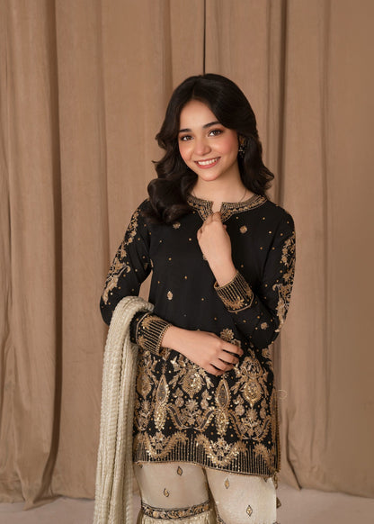 Embroidered Black Tissue Gharara Set Online in Sri Lanka India Australia