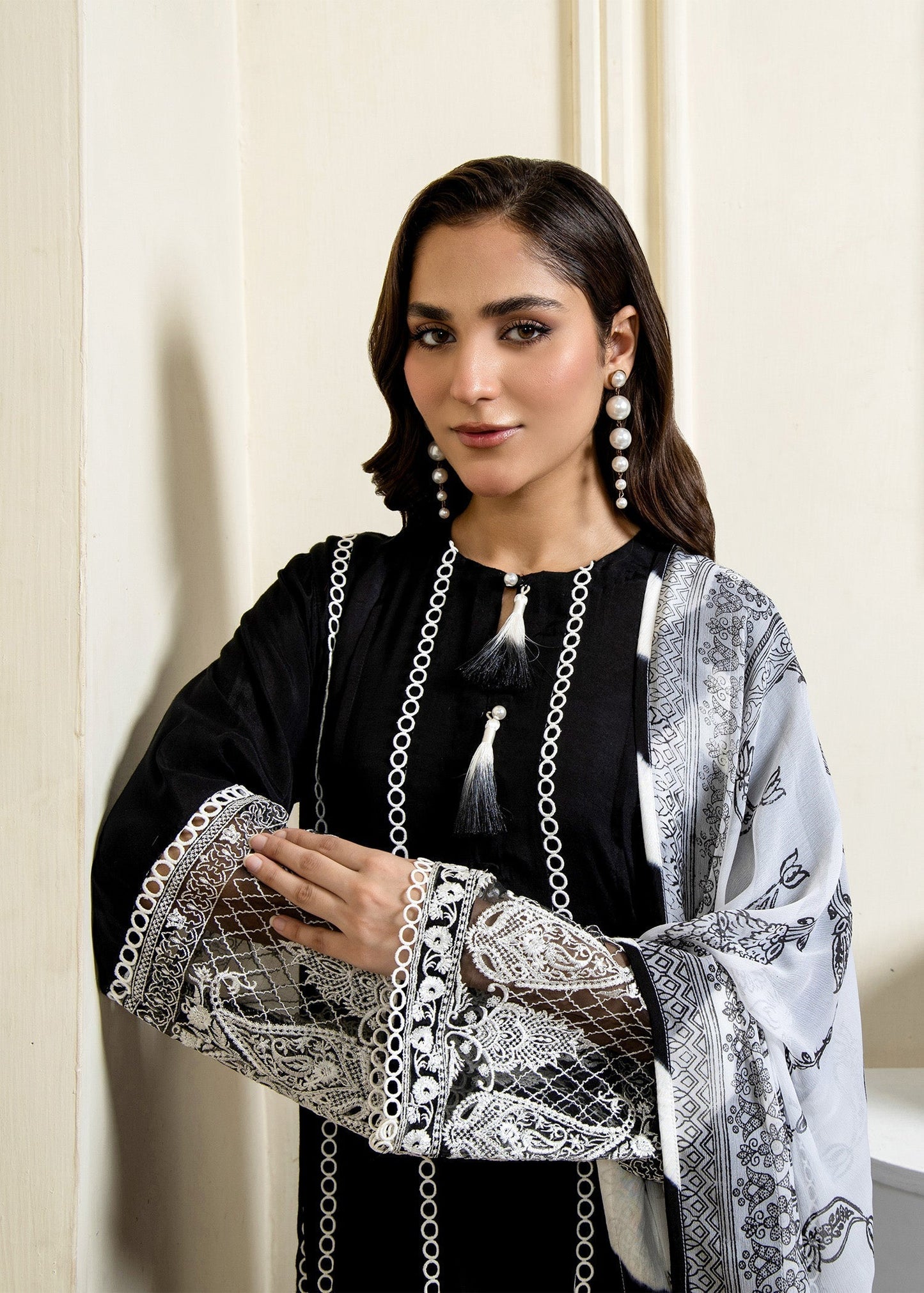 Embroidered Black Viscose Farshi Shalwar Party Wear Online in Dubai UAE Abudhabi Ajman Sharjah