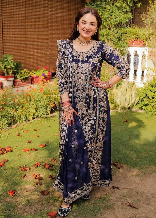 Embroidered Blue Chiffon Straight Kurta Suit Online in Sri Lanka India Australia