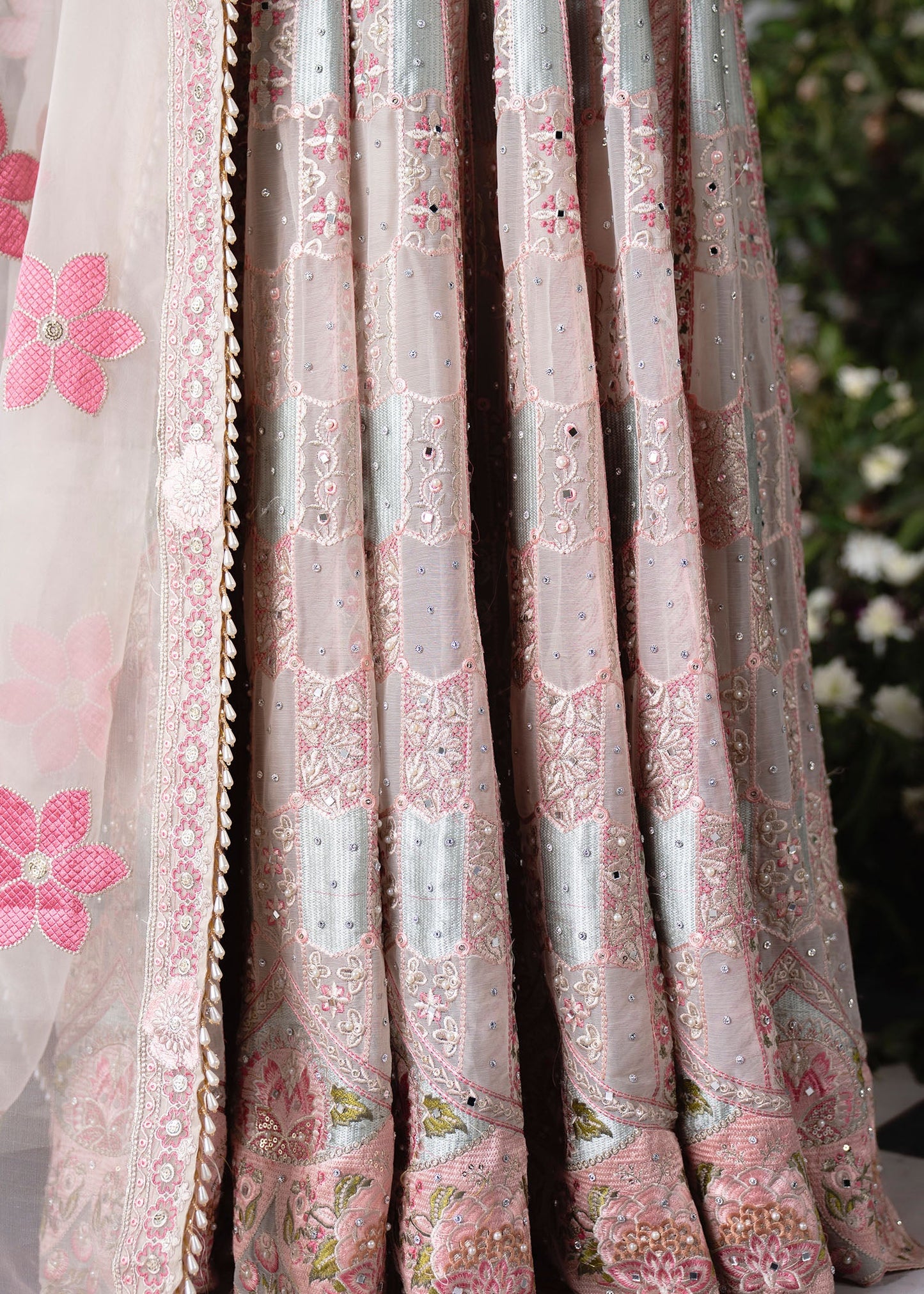 Embroidered Blush Pink Chiffon Pakistani Suit Online in UK USA Canada