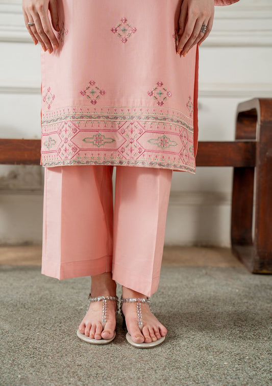 Embroidered Blush Pink Cotton Suit Online in Dubai DXB UAE Abudhabi Meena Bazaar