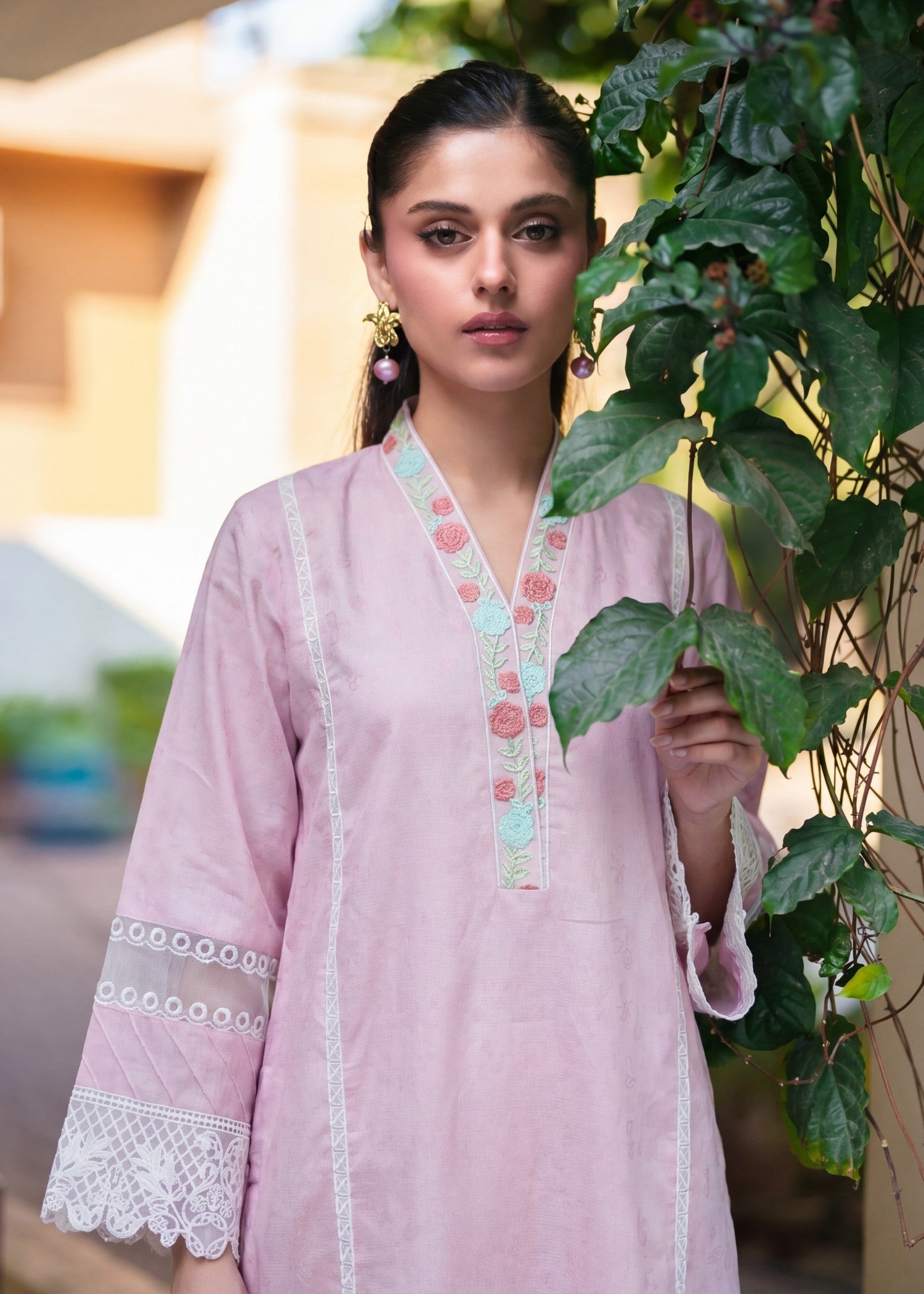 Embroidered Blush Pink Textured Lawn Suit Online in Dubai UAE Abudhabi Ajman Sharjah