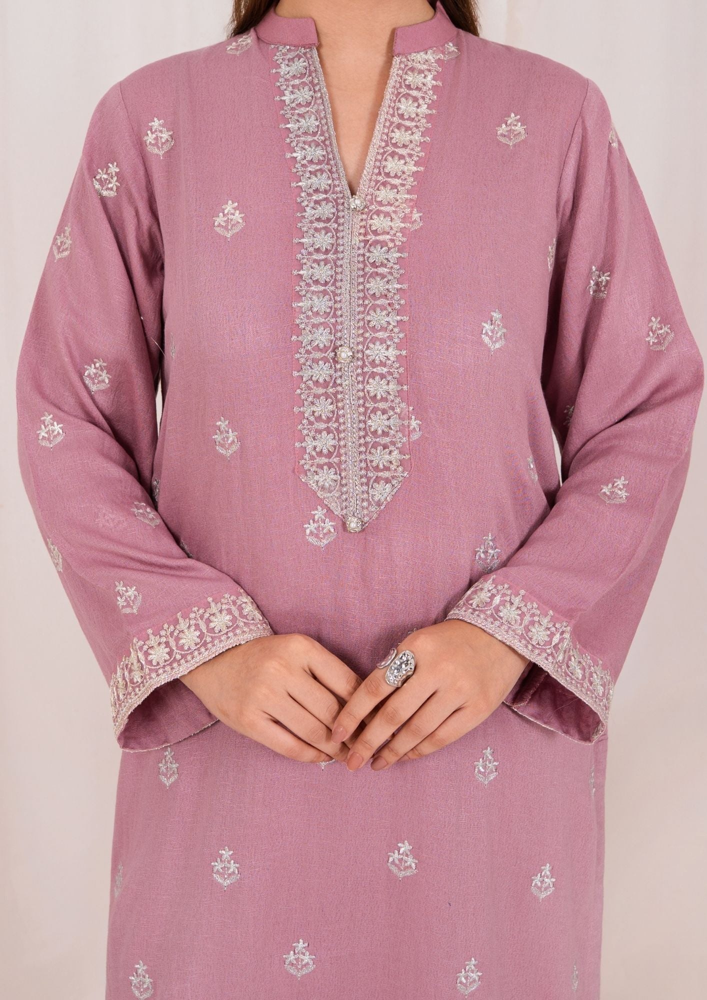 Embroidered Border Shawl Silk Karandi Suit Online in Sri Lanka India Australia