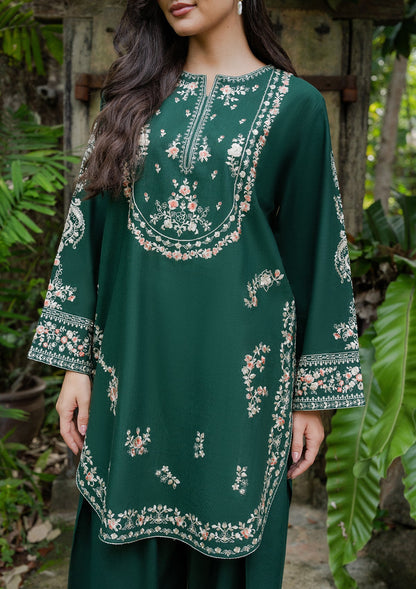 Embroidered Bottle Green Khaddar Winter Wear Kurta Set Online in Dubai DXB UAE Abudhabi Meena Bazaar