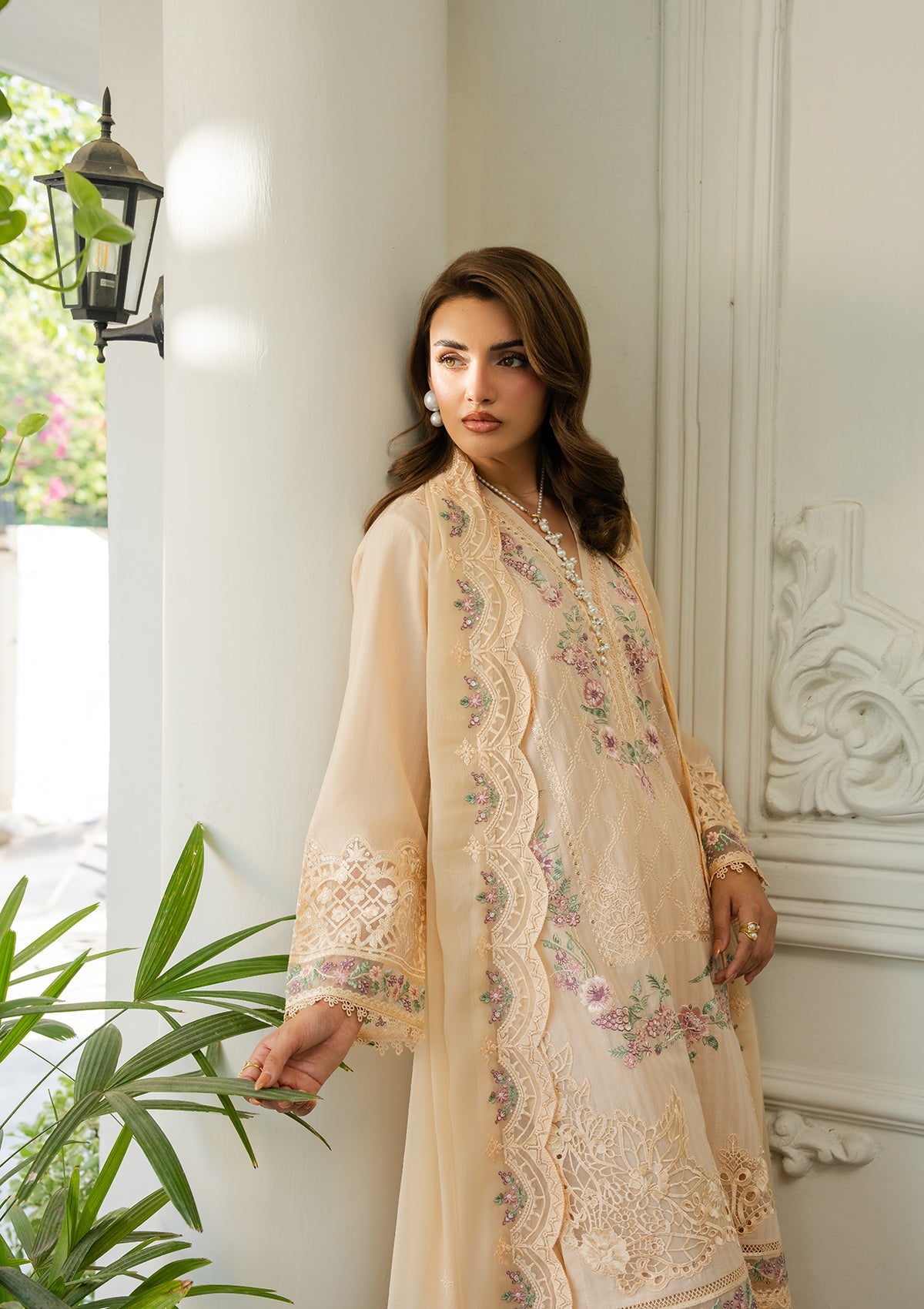 Embroidered Buttercream Lawn Salwar Kameez Online in KSA Riyadh Saudi Arabia Oman Bahrain Qatar