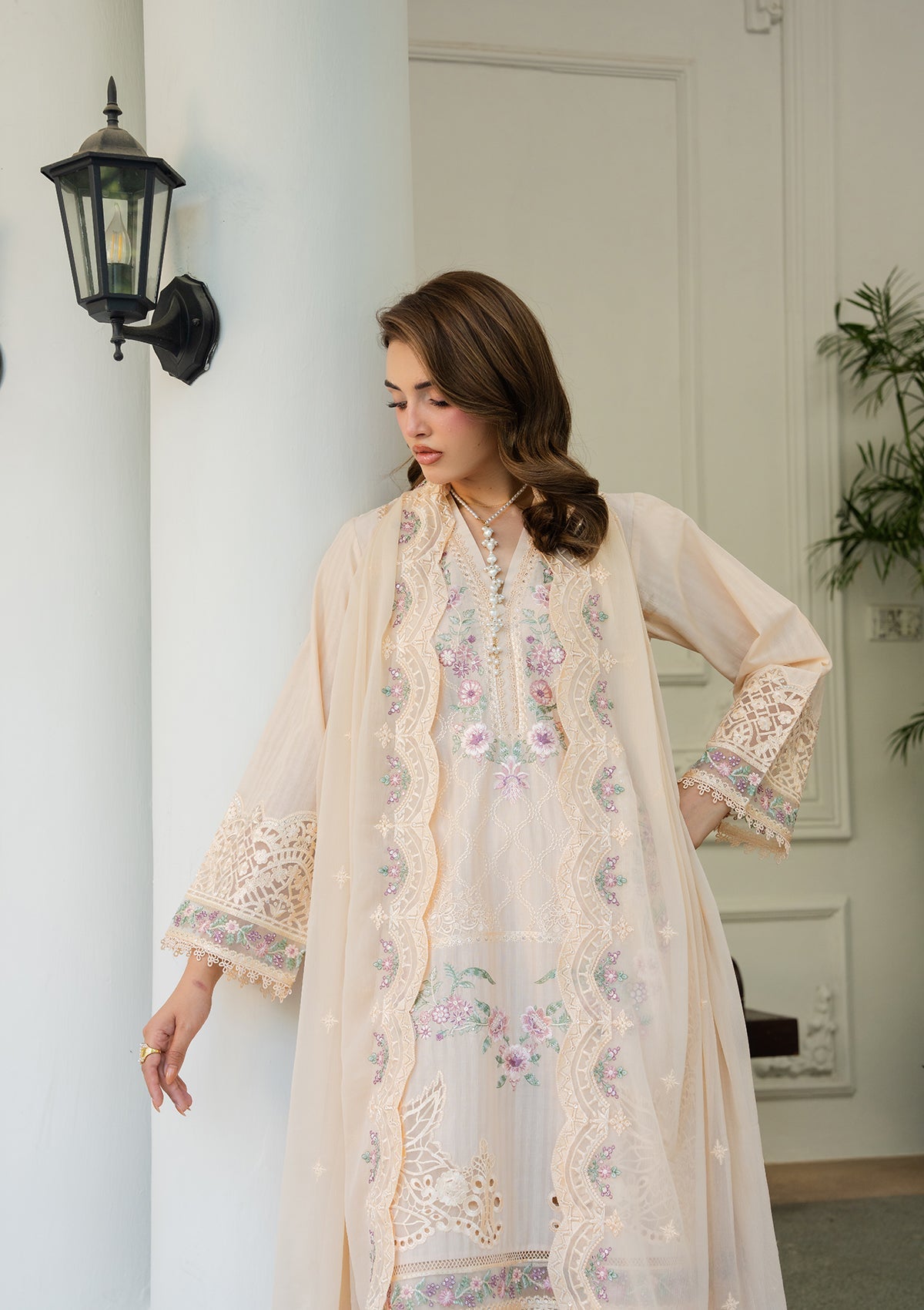 Embroidered Buttercream Lawn Suit for Women Online in Dubai UAE Abudhabi Ajman Sharjah