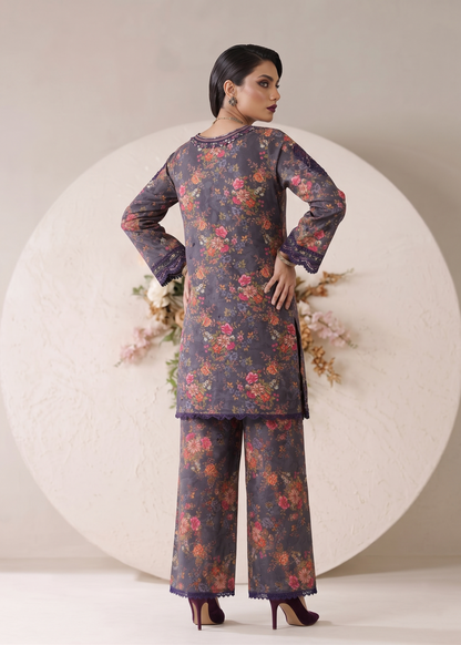 Embroidered Charcoal Lawn Kurta Online in UK USA Canada