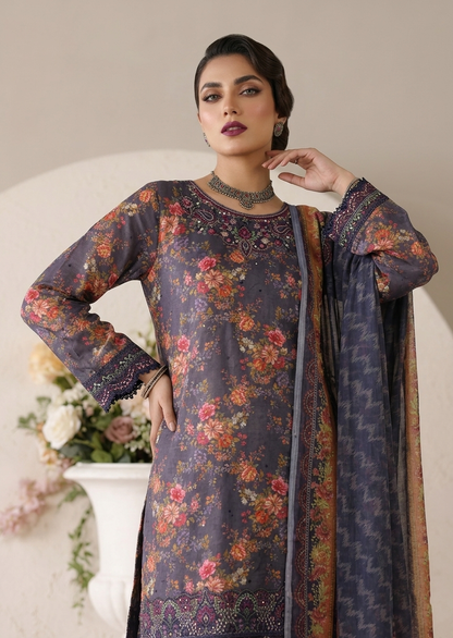 Embroidered Charcoal Lawn Pakistani Suit Online in UK USA Canada