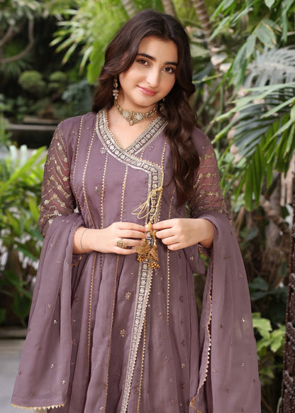 Embroidered Chiffon Angrakha Top with Dupatta Online in Dubai UAE Abudhabi Ajman Sharjah