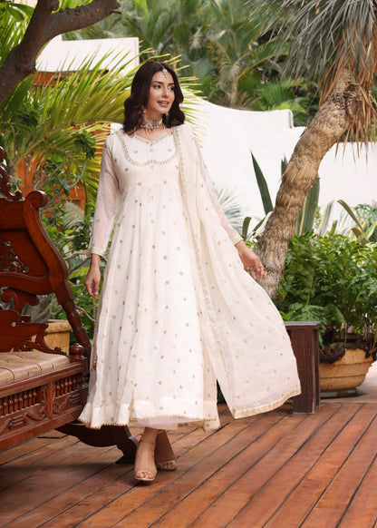 Embroidered Chiffon Flared Pishwas with Trouser Online in Sri Lanka India Australia