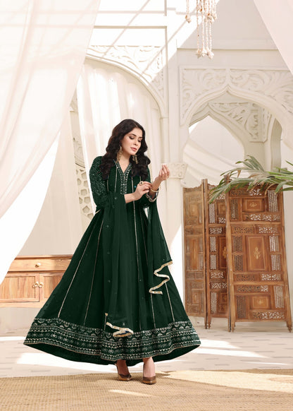 Embroidered Chiffon Floor-Length Anarkali Dress Online in Sri Lanka India Australia