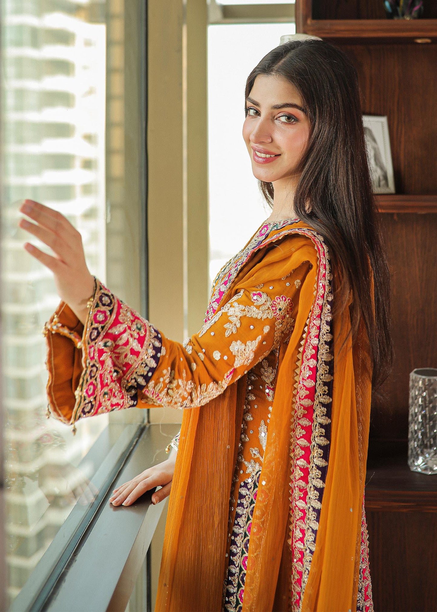 Embroidered Chiffon Long Kurta with Plazo Online in Sri Lanka India Australia