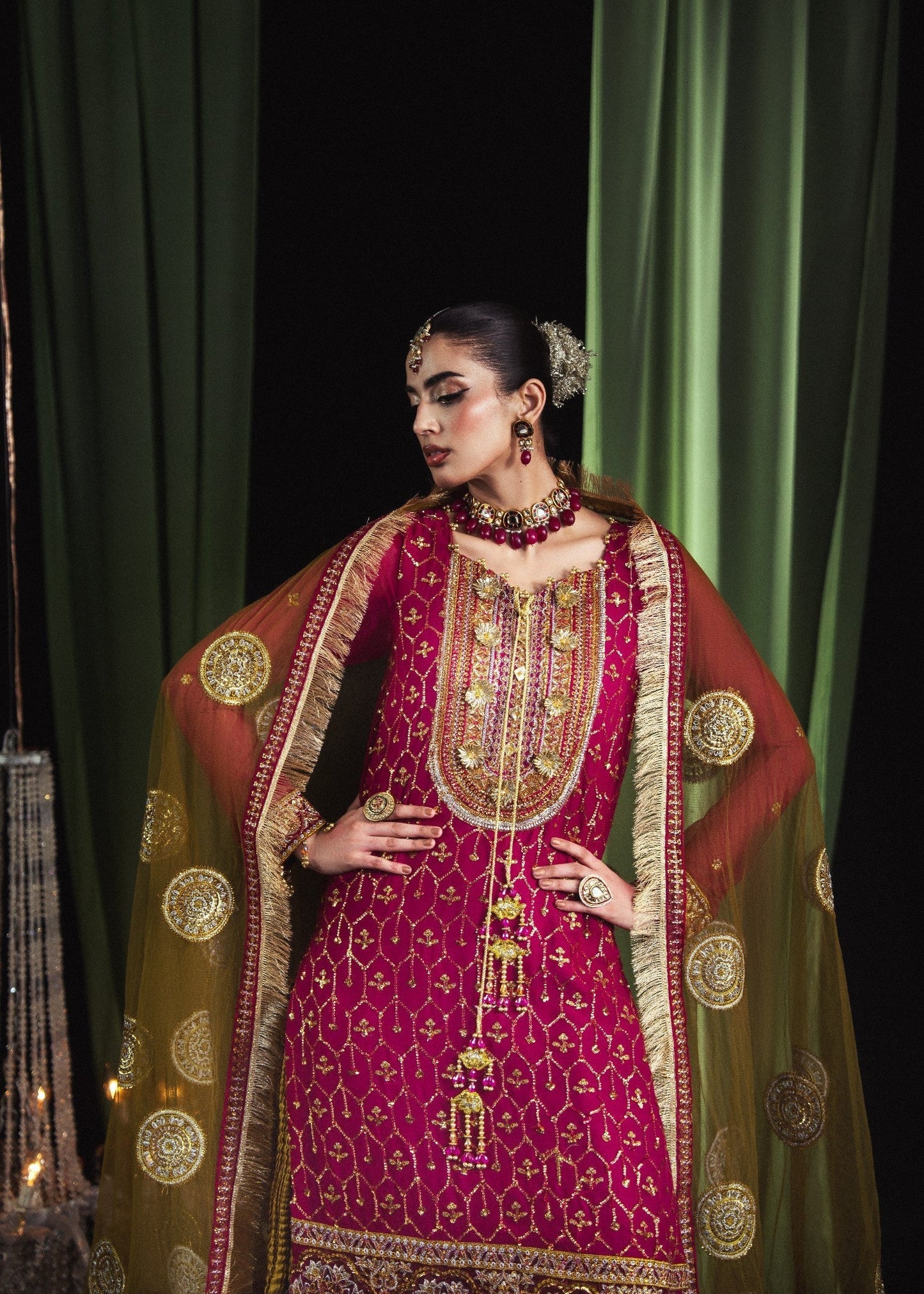 Embroidered Chiffon Magenta Wedding Guest Wear Online in Sri Lanka India Australia
