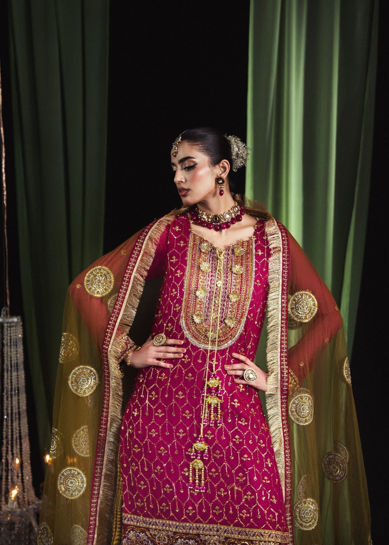Embroidered Chiffon Magenta Wedding Guest Wear Online in Sri Lanka India Australia