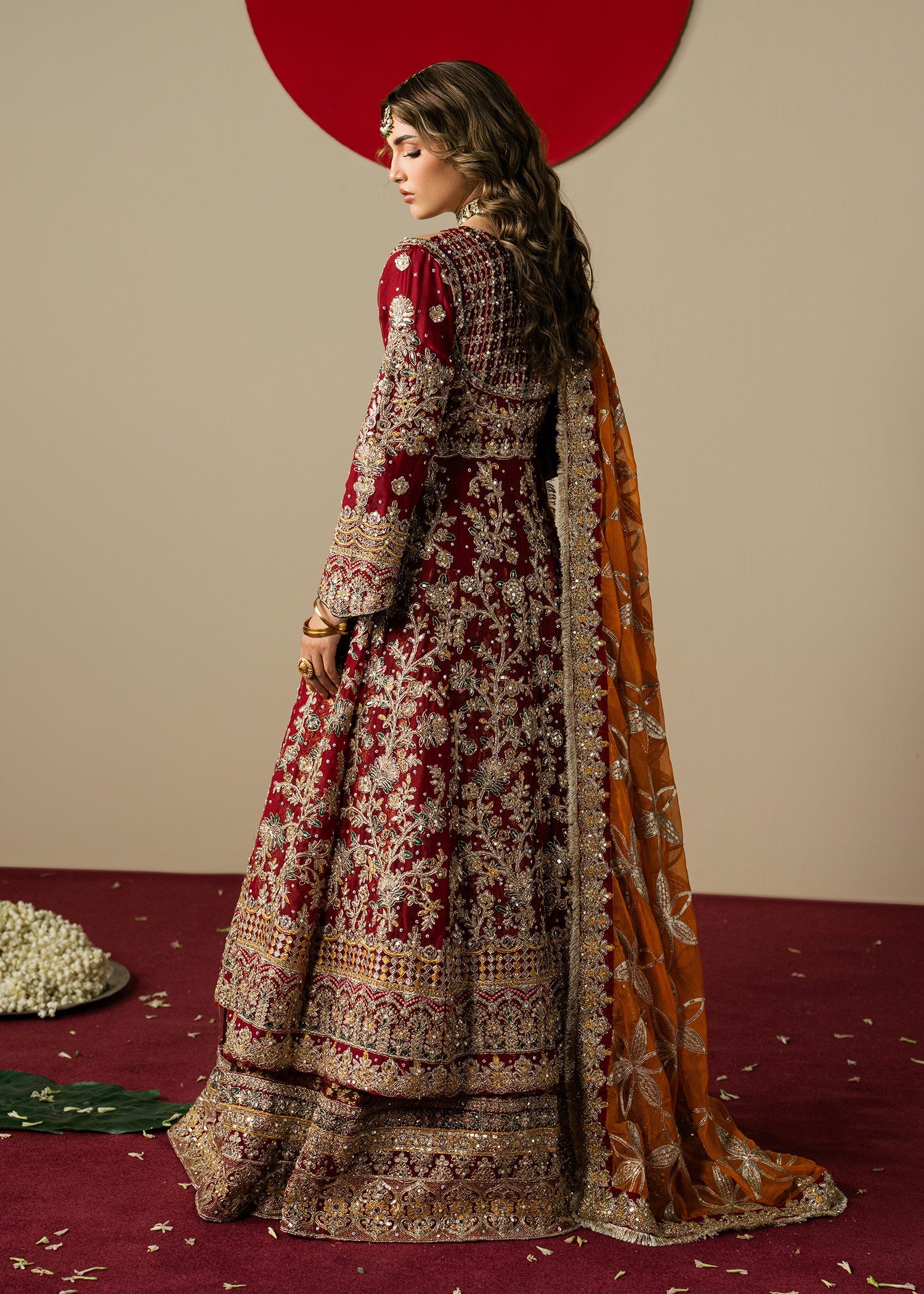Embroidered Chiffon Maroon Anarkali Lehenga Online in Sri Lanka India Australia