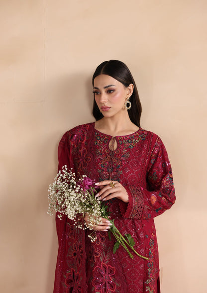 Embroidered Chiffon Maroon Kurta Suit Online in KSA Riyadh Saudi Arabia Oman Bahrain Qatar