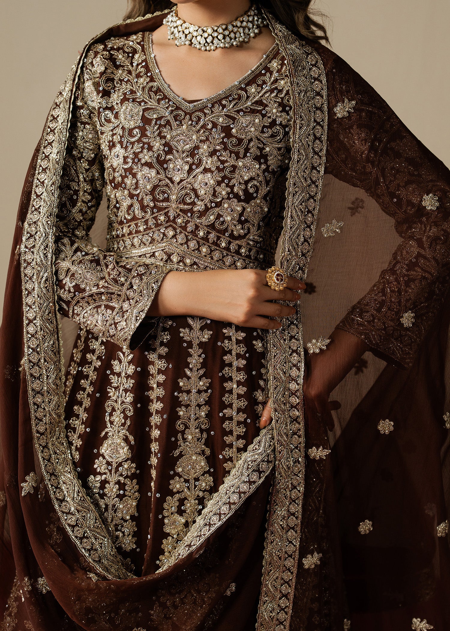 Embroidered Chiffon Maxi Dress for Wedding Online in Dubai DXB UAE Abudhabi Meena Bazaar