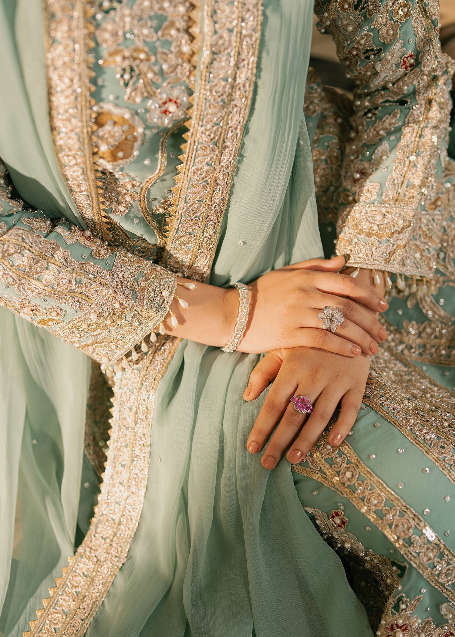 Embroidered Chiffon Mint Green Pakistani Suit Online in Dubai DXB UAE Abudhabi Meena Bazaar