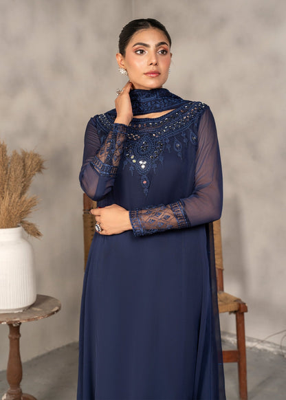 Embroidered Chiffon Navy Blue Pakistani Suit Online in Sri Lanka India Australia