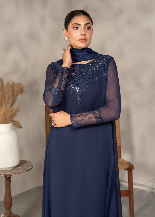 Embroidered Chiffon Navy Blue Pakistani Suit Online in Sri Lanka India Australia