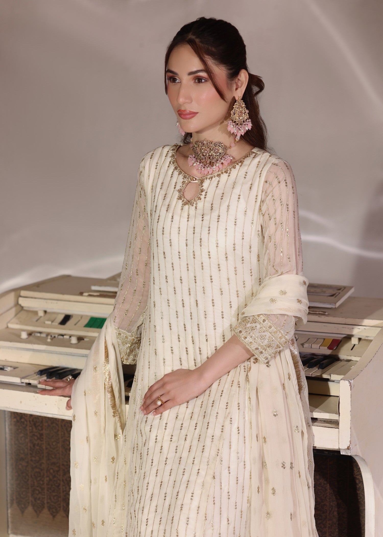 Embroidered Chiffon Pishwas 3 Piece Suit Online in Sri Lanka India Australia