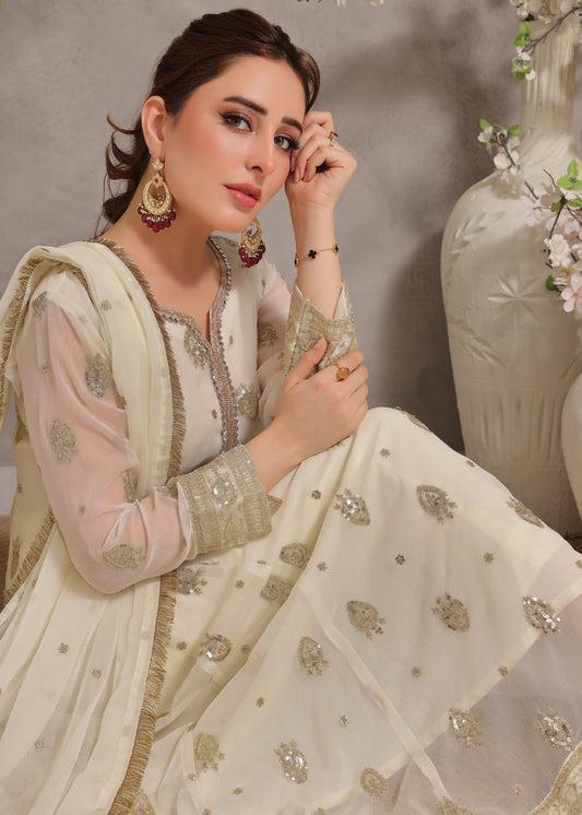 Embroidered Chiffon Pishwas Suit Online in Dubai DXB UAE Abudhabi Meena Bazaar