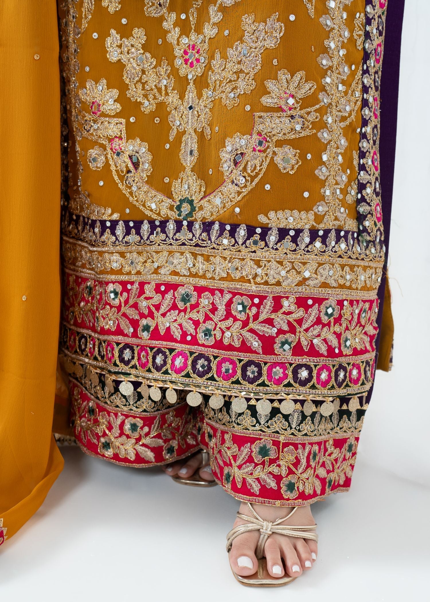 Embroidered Chiffon Plazo Suit Online in KSA Riyadh Saudi Arabia Oman Bahrain Qatar