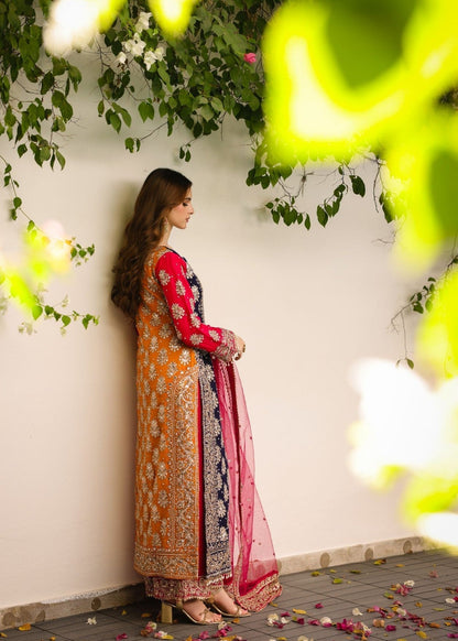 Embroidered Chiffon Raw Silk Partywear Suit Online in Dubai UAE Abudhabi Ajman Sharjah