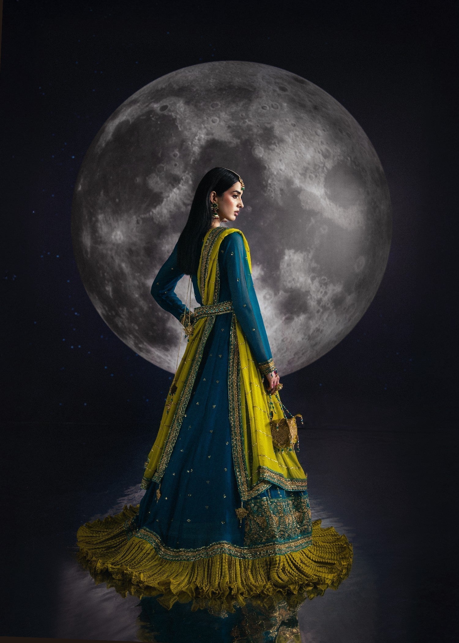 Embroidered Chiffon Teal Pakistani Suit Online in Sri Lanka India Australia